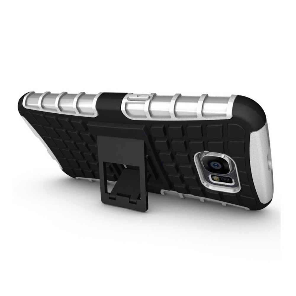 New GALAXY S6 Dual Layer Rugged Tough Shockproof Case Support (BLACK/WHITE)